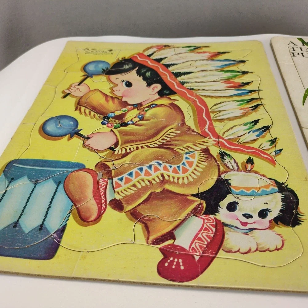Vintage Set of 2 1960s Large Inlaid Puzzles Child Guidance & Saalfield Made USA